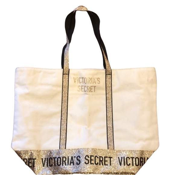 Victoria's Secret Handbags - NWOT Victoria’s Secret Canvas Glitter Tote Weekender Bag